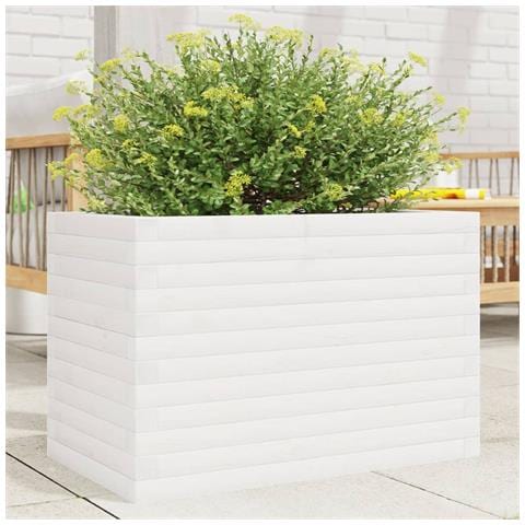 Fioriera Da Giardino Bianca 70x40x46 Cm Legno Massello Di Pino - Foto 1