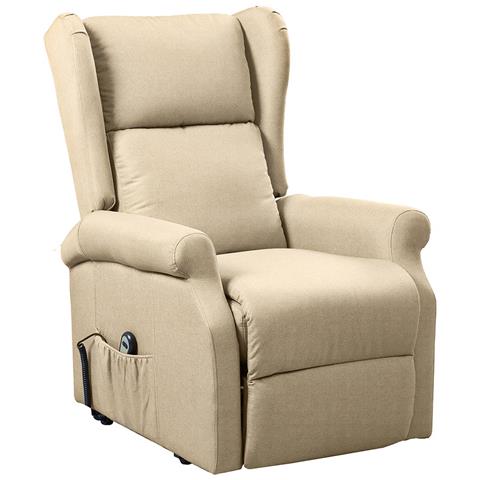 Poltrona Alzapersona Elettrica Motorizzata Reclinabile Ecopelle Beige Anziani - Foto 2