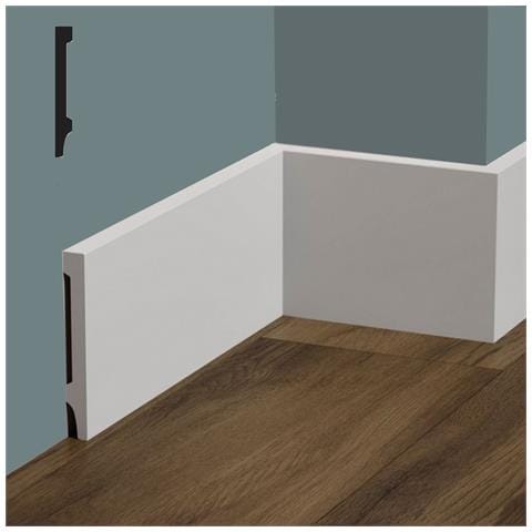 Bancale Da 72ml Di Battiscopa Diritto Squadrato In Polimeri Feelingwood-hd 120x15mm - Bianco - Foto 1