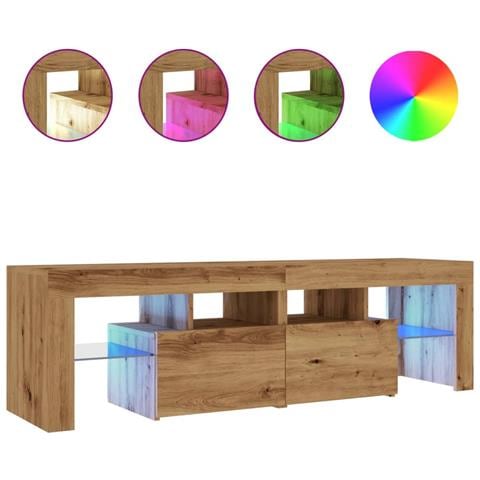 Mobile Porta TV con LED Artigianale 140x36,5x40 cm Multistrato - Foto 1