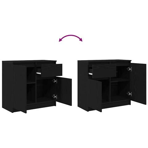 Credenza con Cassetto Rovere Nero 71x35x65 cm Legno Multistrato - Foto 2