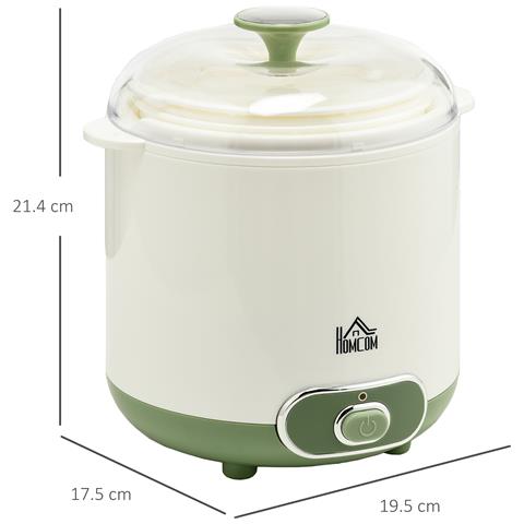 Yogurtiera 20W da 1.5L per 3-5 Persone con 2 Vasetti e Colino, in Plastica, 19.5x17.5x21.4 cm, Bianca - Foto 2