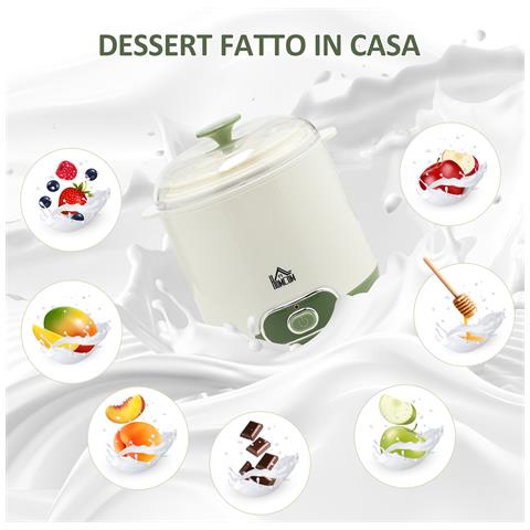 Yogurtiera 20W da 1.5L per 3-5 Persone con 2 Vasetti e Colino, in Plastica, 19.5x17.5x21.4 cm, Bianca - Foto 6