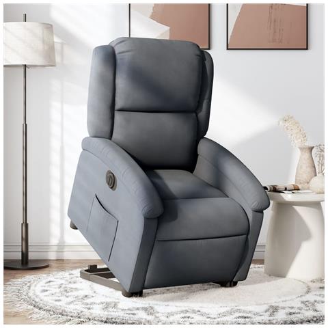 Poltrona Alzapersona Reclinabile Elettrica Grigio Scuro Velluto - Foto 1