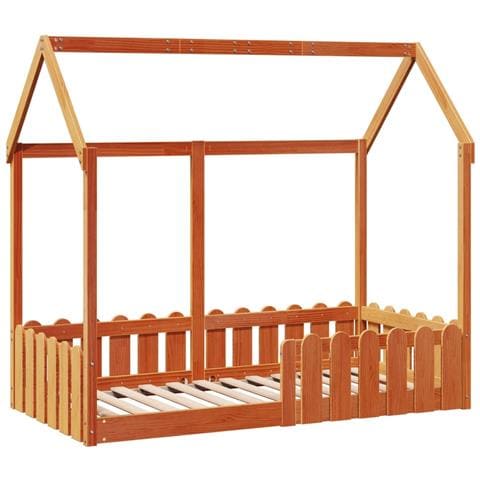Giroletto Casetta Bambini Marrone Cera 80x160 Cm Massello Pino - Foto 3