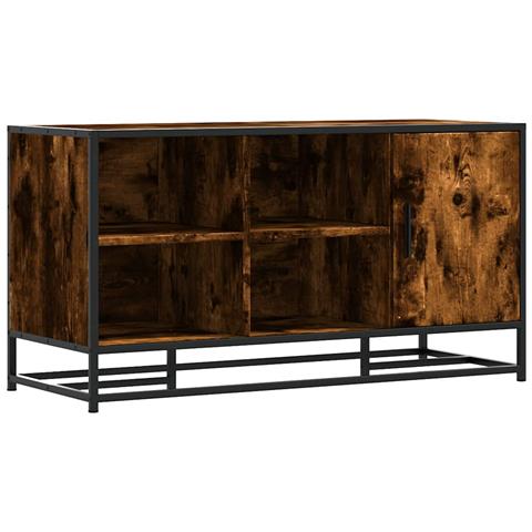 Scarpiera In Rovere Fumo 100x40x53,5 Cm In Truciolato E Metallo - Foto 2