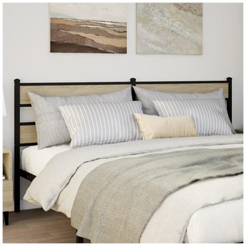 Testiera Rovere Sonoma 193 Cm In Ferro E Legno Multistrato - Foto 1