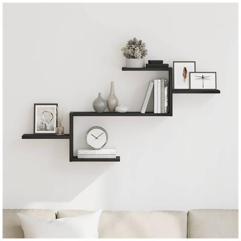 Scaffale A Parete Rovere Nero 104x15x49 Cm In Truciolato - Foto 3