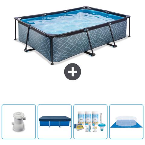Piscina Fuori Terra - Rettangolo - 300x200x65 Cm - Grigio - Include Accessori Coordinati Cb1 - Foto 1