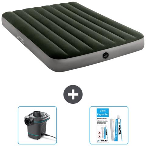 Set Materassino Gonfiabile - 191x137x25 Cm - Verde - Include Accessori Coordinati Cb14 - Foto 1