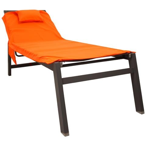 Lettino Mare Microfibra Lettino Con Cuscino E Tasche Modello Fluo Lettino Arancio - Foto 1