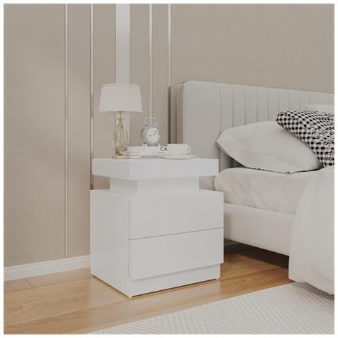 Lusso Casadino -  Comodino Bianco Lucido 45x35x52 Cm In Legno Multistrato - Foto 8