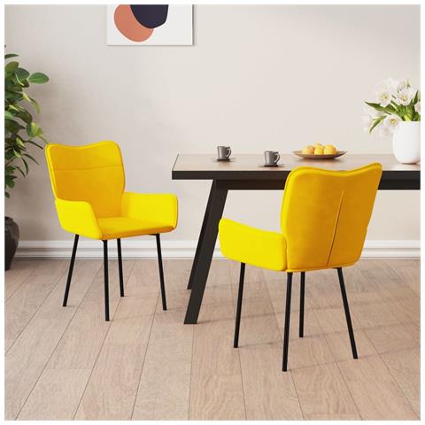 Sedie Da Pranzo 2 Pz Gialle In Velluto - Foto 8
