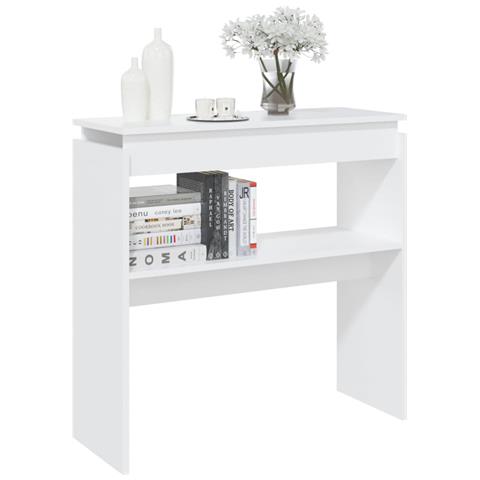 Lusso Casadino -  Tavolino Consolle Bianco 80x30x80 Cm In Legno Multistrato - Foto 2