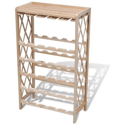 Portabottiglie Per 25 Bottiglie Di Vino Legno Massello Di Abete - Foto 1