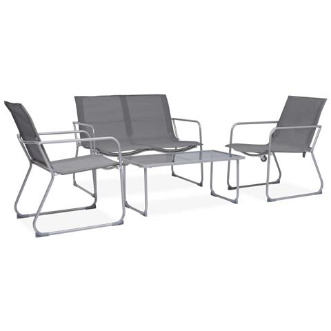 Lusso Casadino -  Set Divano Da Giardino 4 Pz In Tessuto E Acciaio Grigio - Foto 2