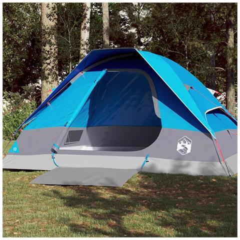 Tenda da Campeggio a Cupola per 4 Persone Blu Impermeabile - Foto 1