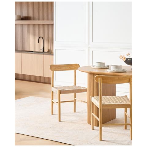 Set Di 2 Sedie Da Pranzo Eagan Legno Marrone /beige - Foto 1