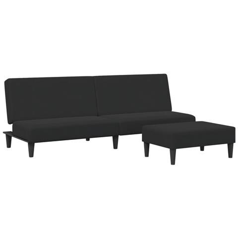 Divano Letto a 2 Posti con Poggiapiedi Nero in Velluto - Foto 1