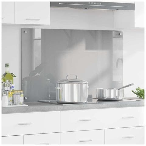 Paraspigolo Cucina Grigio Chiaro 100x60x0,6 cm Vetro Temperato - Foto 2