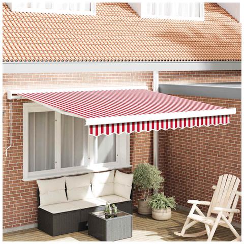 Tenda Retrattile Rosso e Bianco 350 x 250 cm Tessuto e Metallo - Foto 2