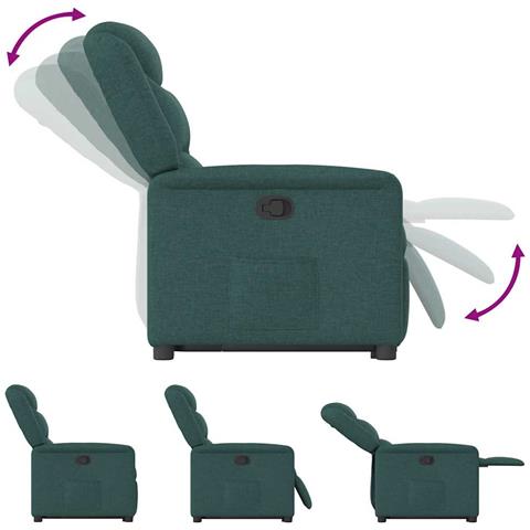 Poltrona Alzapersona Reclinabile Verde Scuro in Tessuto - Foto 9