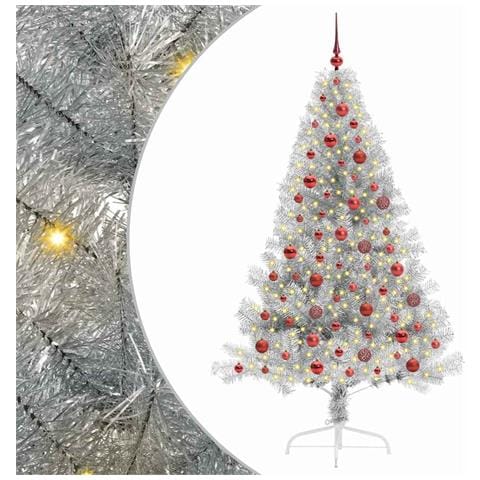 Albero di Natale artificiale con luci integrate Argento 180 cm - Foto 1
