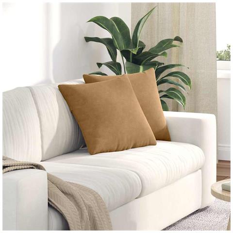 Cuscini da Divano 2 pcs Marrone 45 x 45 cm Tessuto in Cords - Foto 2