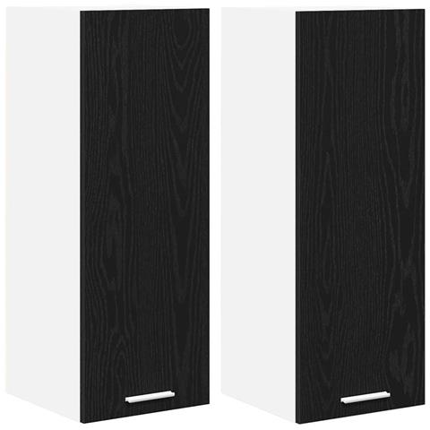 Armadio pensile Riga 2 pcs Rovere Nero e Bianco 30 x 31 x 80 cm - Foto 1