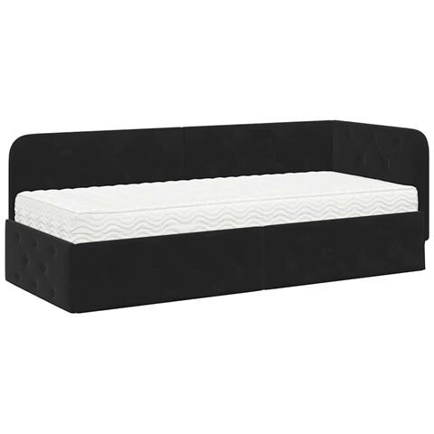 Cornice del letto ad angolo Nero 80 x 200 cm Velluto - Foto 1