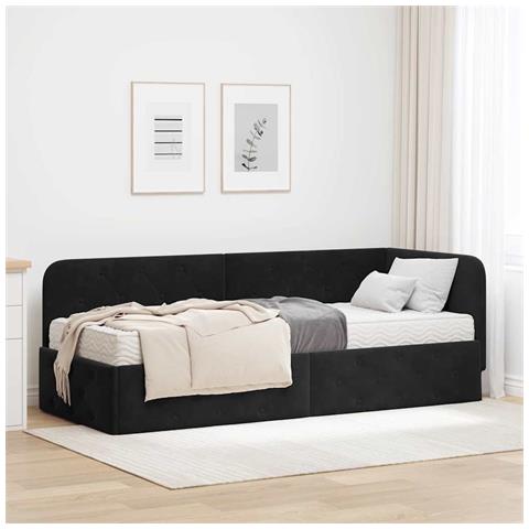 Cornice del letto ad angolo Nero 80 x 200 cm Velluto - Foto 2