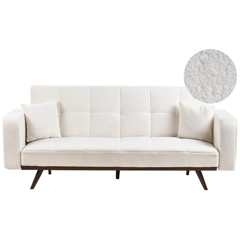 Divano Letto 3 Posti Hjulby Bouclé Bianco Sporco - Foto 2