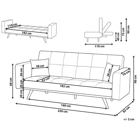 Divano Letto 3 Posti Hjulby Bouclé Bianco Sporco - Foto 6