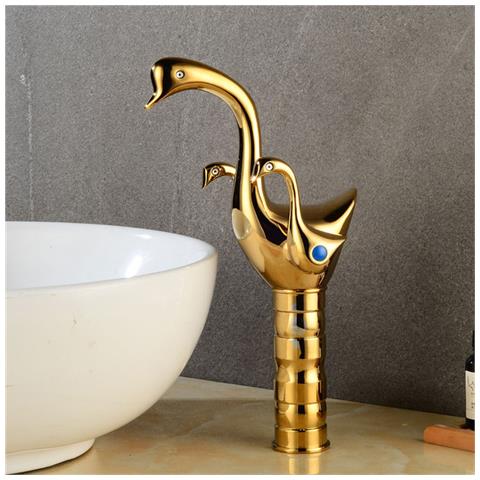 Rubinetto per lavabo da bagno, Blackswan, tipo M263 Lebada, modello oro con montaggio da appoggio, misura 31 cm - Foto 4