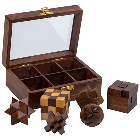 Set 6 Puzzle Scatola Legno Marrone 17.5x12x6h Cm - Foto 1