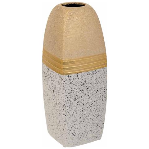 Vaso In Ceramica Dorata 11,5x11,5x31h - Foto 1