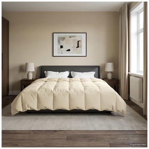 Duvet Invernale Trapuntato Crema 240 x 260 cm Microfibra - Foto 2