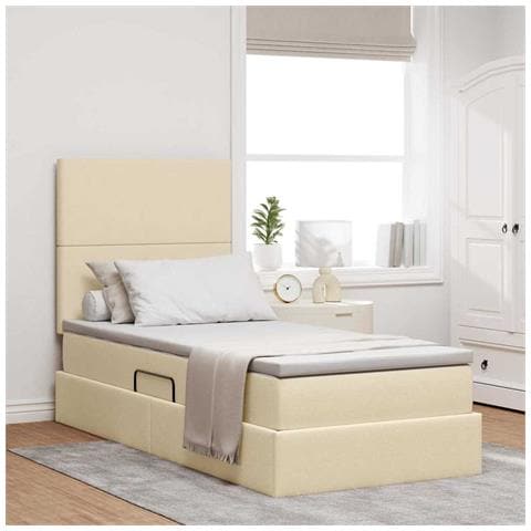 Letto con contenitore e LED Crema 90 x 190 cm Poliestere - Foto 2