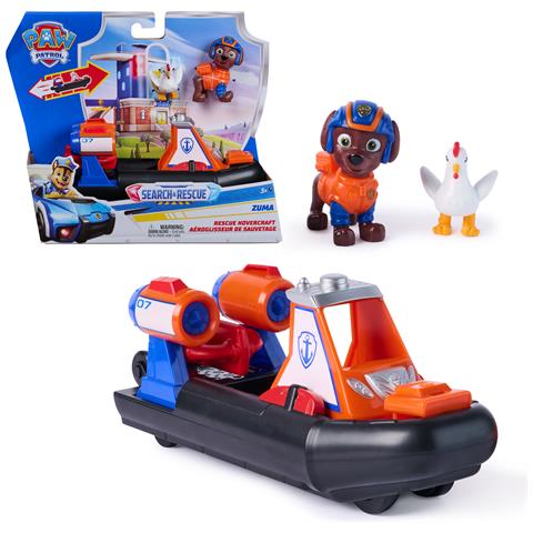 PAW Patrol : Search & Rescue, Veicolo acquatico Hovercraft di Salvataggio di Zuma, con 2 Personaggi, Barca Giocattolo a Retrocarica, Giocattoli per Bambini e Bambine, 3+ Anni - Foto 1