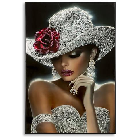 Stampa Su Tela Laccata Orleans Donna Glamour Con Cornice Nera - Foto 1