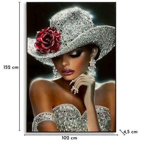Stampa Su Tela Laccata Orleans Donna Glamour Con Cornice Nera - Foto 6