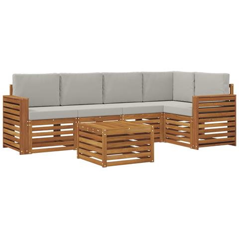 Set divani con cuscino 6 pcs Grigio Naturale e Chiaro - Foto 1
