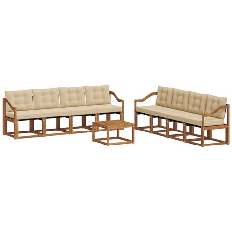 Set di divani da esterno con cuscino 9 pcs Naturale e Beige - Foto 1