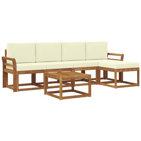 Set di divani da esterno con cuscino 6 pcs Naturale e Crema - Foto 1