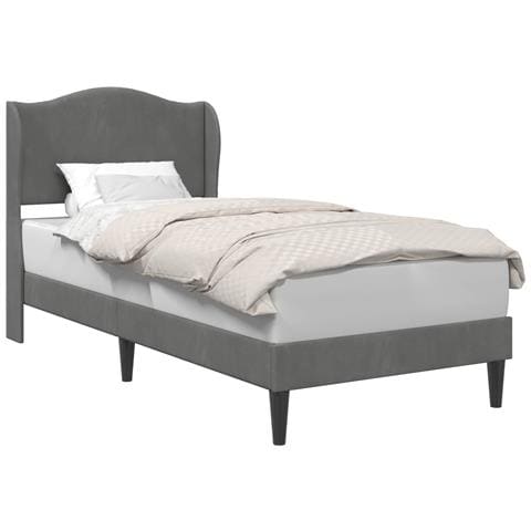 Struttura del letto Grigio Scuro 90 x 190 cm Velluto - Foto 1