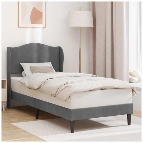 Struttura del letto Grigio Scuro 90 x 190 cm Velluto - Foto 2