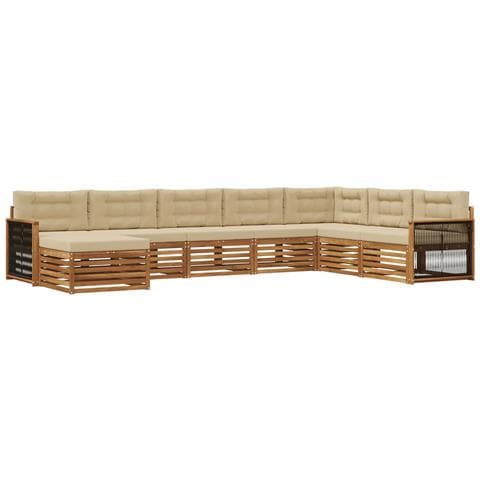 Set di divani da esterno con cuscino 8 pcs Naturale e Beige - Foto 1