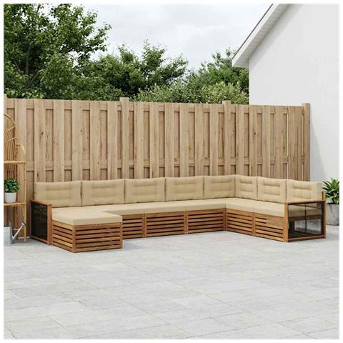 Set di divani da esterno con cuscino 8 pcs Naturale e Beige - Foto 2