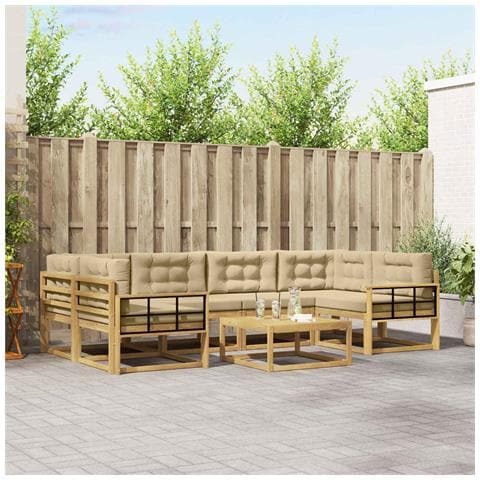 Set di divani da esterno con cuscino 5 pcs Bianco e Beige - Foto 2