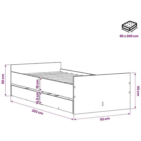 Struttura del letto Legno antico 90 x 200 cm - Foto 7